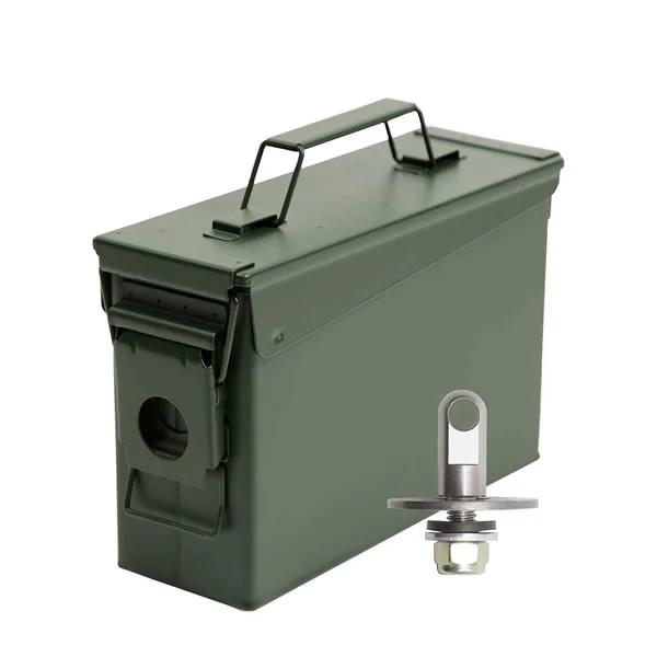 လော့ခ်ချနိုင်သော M19A1 30 Cal Metal Ammo Box Tool Box သည် Locking Hardware Kit ပါရှိသည်။