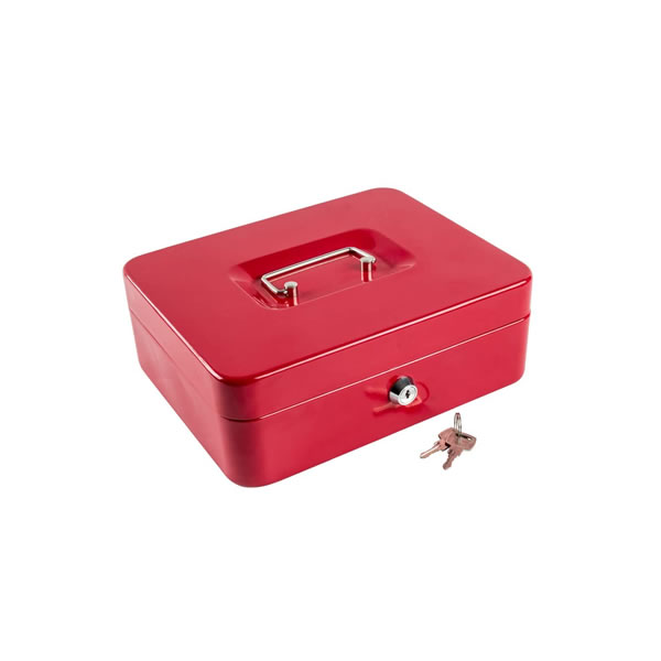 Medium Size Cash Box with Removable Money Tray, Money Safe Box with Key Lock C250-K