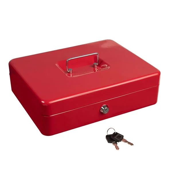 Big Size Cash Box with Removable Money Tray, Money Safe Box with Key Lock C300-K 
