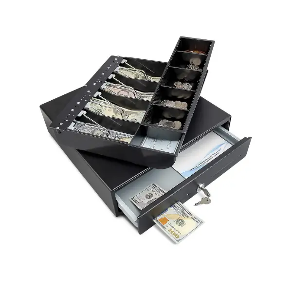 13'' Mini Metal Drake Dravê ji bo POS-ê bi 4 Bill 5 Coin Tray Cash Removable CD-335B