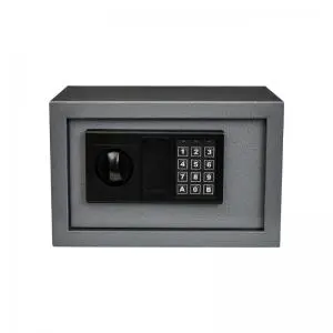 Mini caixa eletrônica digital de cor cinza, caixa segura para dinheiro com chaves de substituição
