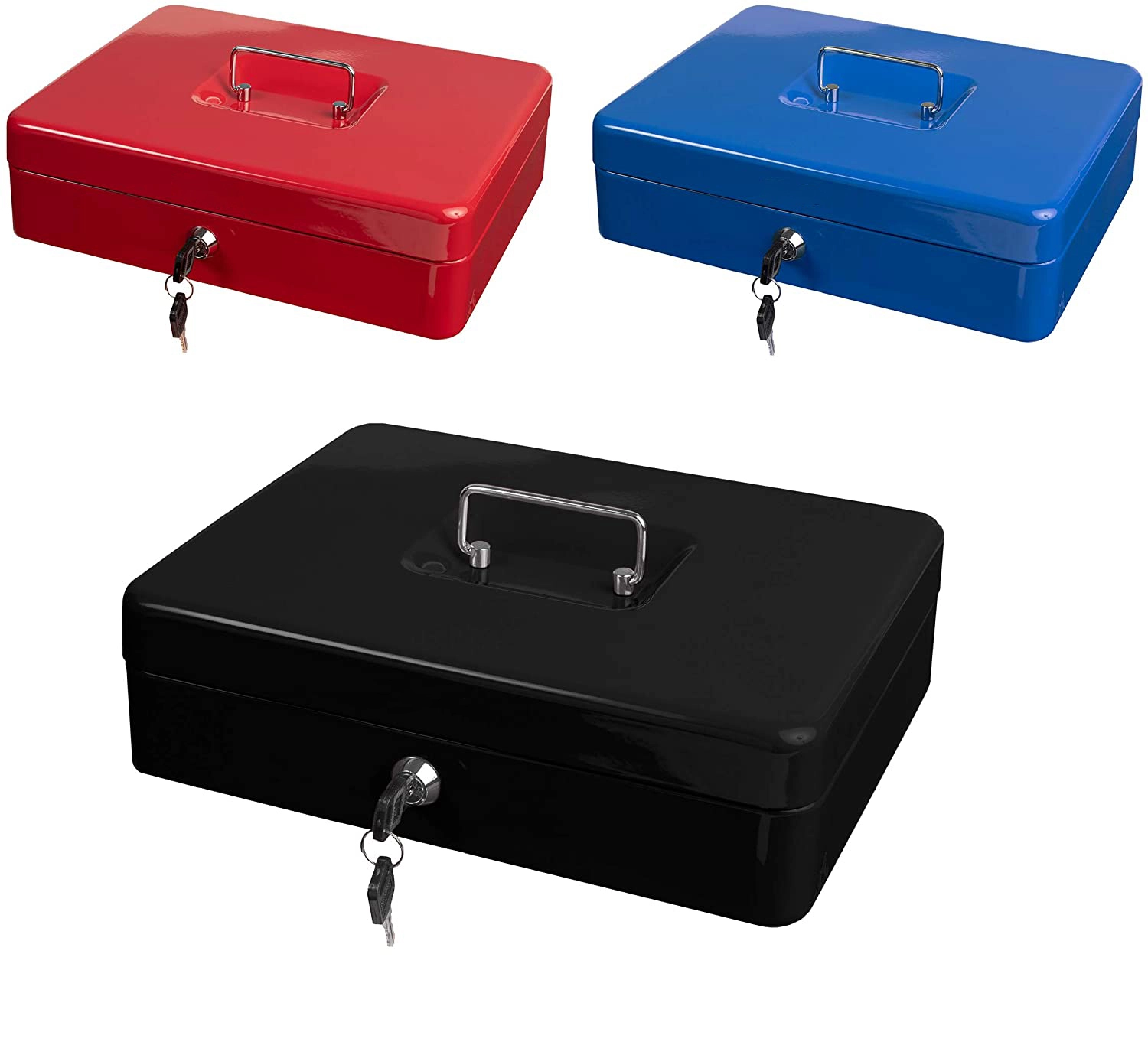 Small Size Cash Box with Removable Money Tray, Money Safe Box with Key Lock C200-K