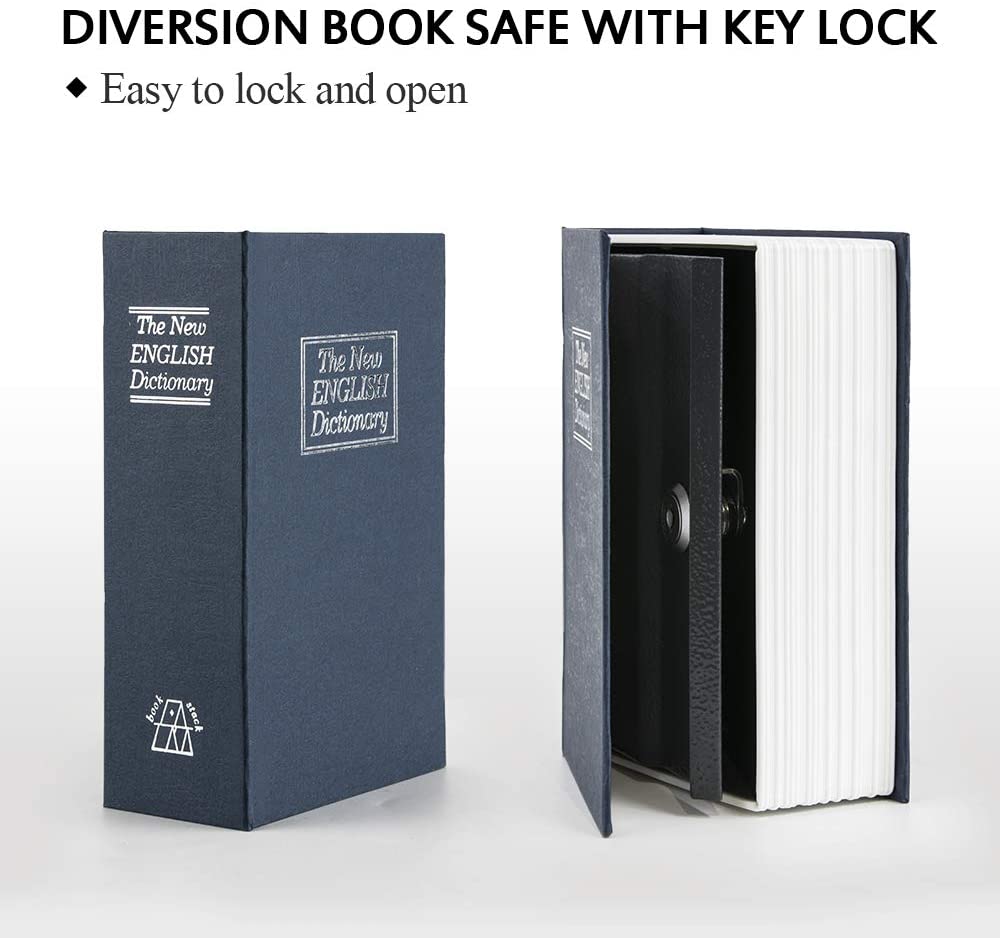Big Size Hidden Book Safes with key lock, Diversion Dictionary Mini Lock Box B26K