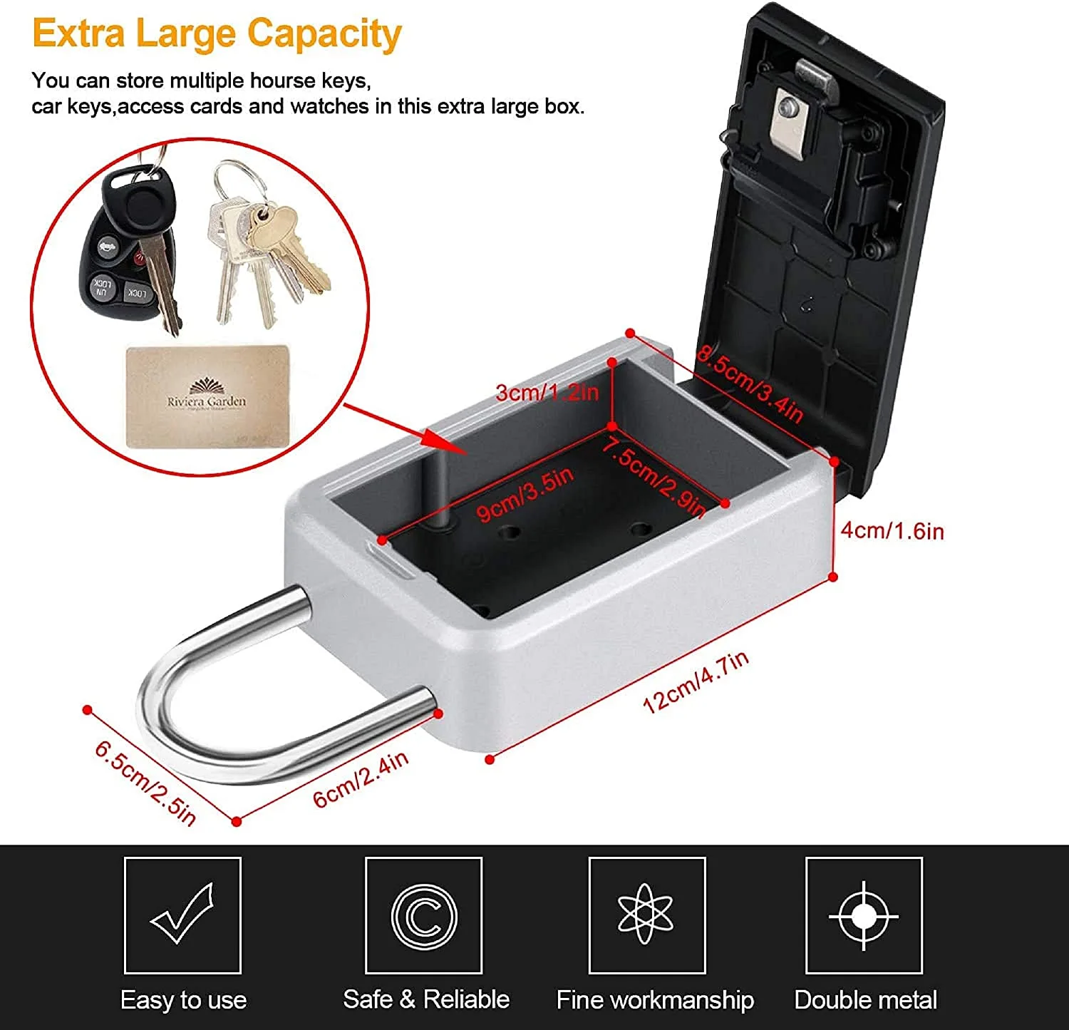Waterproof Portable 4 wheels Combination Key Storage Box With  Cover RK-K125P