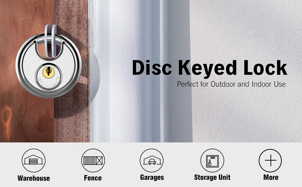 70mm Stainless Steel Disc Round Padlock With key lock LD70K