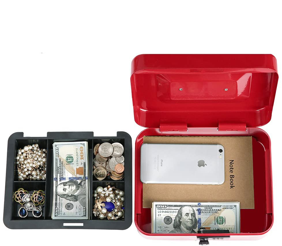 Big Size Cash Box with Removable Money Tray, Money Safe Box with Combination Lock C300-C