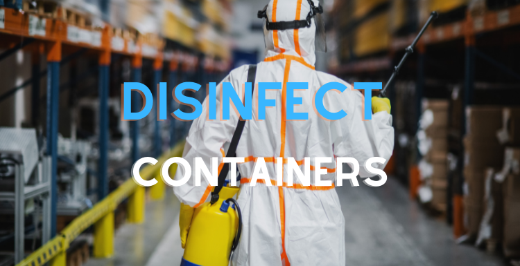 Desinfektearje konteners foar it laden