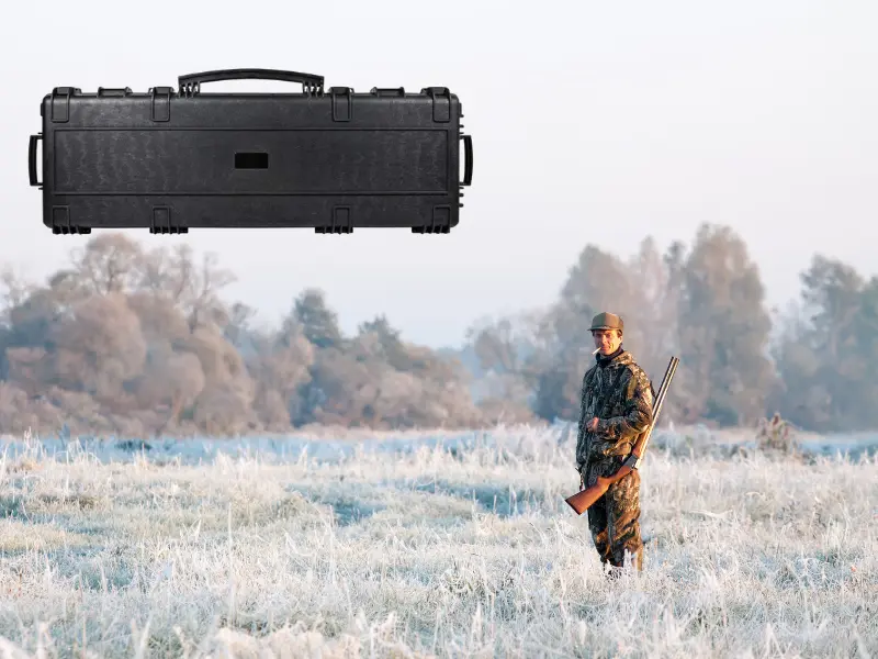 Weatherproof Protective Hard Gun Case With Wheels- 47 x 16 x 6 Inches