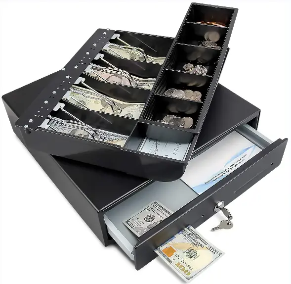 13'' Mini Metal Cash Drawer for POS with 5 Bill 8 Coin Removable Cash Tray CD-335B